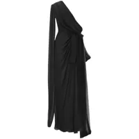saint laurent robe courte en soie à design à une épaule - noir