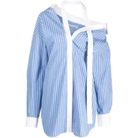 alexander wang robe-chemise asymétrique à rayures - bleu