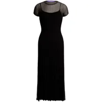 ralph lauren collection robe mi-longue plissée à mancherons - noir