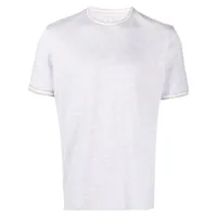 eleventy t-shirt en coton giza à bords rayés - gris