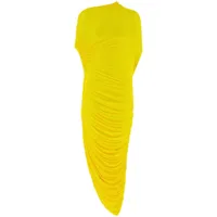 ferragamo robe mi-longue drapée à design asymétrique - jaune