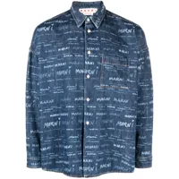 marni chemise en jean à logo imprimé - bleu