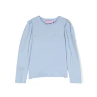 miss blumarine t-shirt en coton stretch à logo strassé - bleu