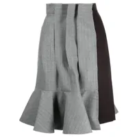 sacai jupe plissée en laine à design asymétrique - gris