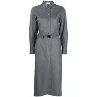 brunello cucinelli robe-chemise à taille ceinturée - gris