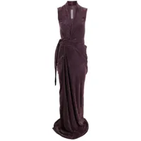 rick owens robe longue drapée à col v - violet