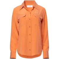 equipment chemise en soie signature à manches longues - orange