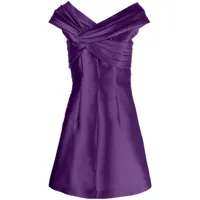 alberta ferretti robe courte en satin à bords drapés - violet