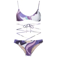 adriana degreas bikini à motif ondulé - violet
