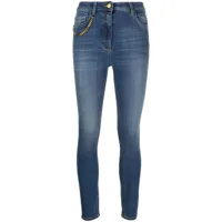 elisabetta franchi jean skinny à détail de chaîne - bleu