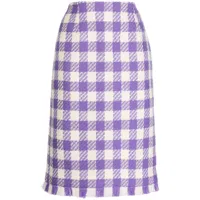 oscar de la renta jupe mi-longue en tweed à carreaux - violet