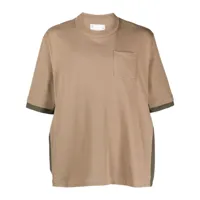 sacai t-shirt en coton à design colour block - marron