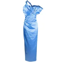 rachel gilbert robe longue larna à une épaule - bleu