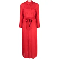 alice + olivia robe-chemise en lin à taille ceinturée - rouge