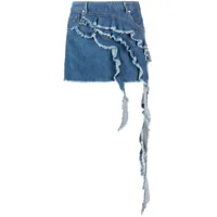 blumarine minijupe en jean à détails drapés - bleu