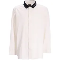 armani exchange chemise en coton stretch à col contrastant - blanc