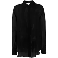 genny chemise en soie à effet de transparence - noir