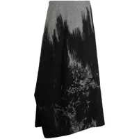 y's jupe drapée à motif abstrait - noir