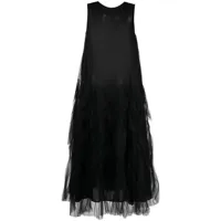 jnby robe mi-longue à superposition en tulle - noir