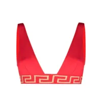 versace haut de bikini à imprimé la greca - rouge
