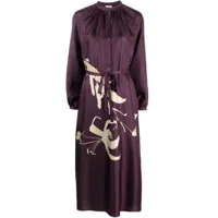 pierre-louis mascia robe mi-longue en soie à imprimé graphique - violet