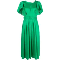 dvf diane von furstenberg robe plissée à taille ceinturée - vert