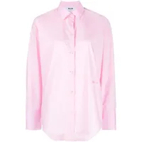 msgm chemise en coton à logo brodé - rose