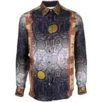 pierre-louis mascia chemise en soie à motif cachemire - bleu