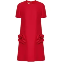 valentino garavani robe courte à fleurs appliquées - rouge
