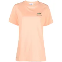 sporty & rich x lacoste t-shirt en polaire à slogan imprimé - orange