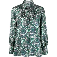 alberto biani chemise en soie à imprimé cachemire - vert