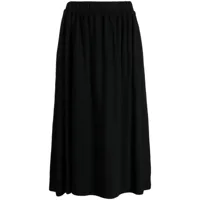yohji yamamoto jupe mi-longue à taille élastiquée - noir