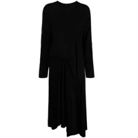 yohji yamamoto robe drapée à coupe longue - noir
