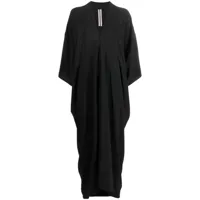 rick owens robe longue plissée à col v - noir