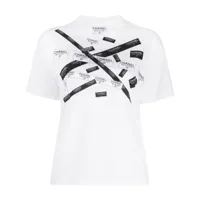 chanel pre-owned t-shirt en coton à logo imprimé (2016) - blanc