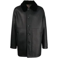 dunhill manteau en cuir à simple boutonnage - noir