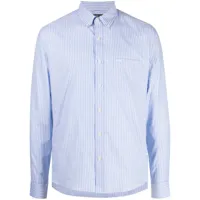 michael kors chemise rayée à logo brodé - bleu