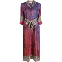 pierre-louis mascia robe-chemise en soie à imprimé graphique - violet