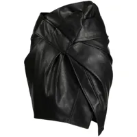 jnby minijupe plissée en cuir à design asymétrique - noir