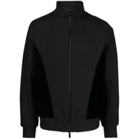 giorgio armani veste zippée à logo brodé - noir