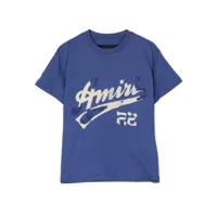 amiri kids t-shirt en coton à logo imprimé - bleu