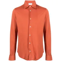 fedeli chemise en coton à col italien - orange