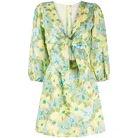 faithfull the brand robe courte cintare en lin à fleurs - vert