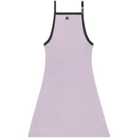 courrèges robe courte en coton à logo brodé - violet