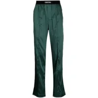 tom ford pantalon satiné à taille à logo - vert