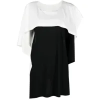 issey miyake t-shirt drapé à design bicolore - noir
