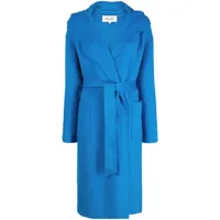dvf diane von furstenberg manteau en laine à taille ceinturée - bleu