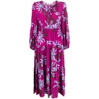 dvf diane von furstenberg robe mi-longue dominique à fleurs - violet