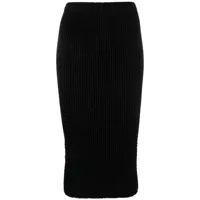 issey miyake jupe droite à design plissé - noir