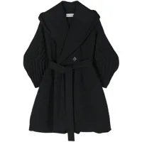 issey miyake manteau oversize pleated grid à capuche - noir
